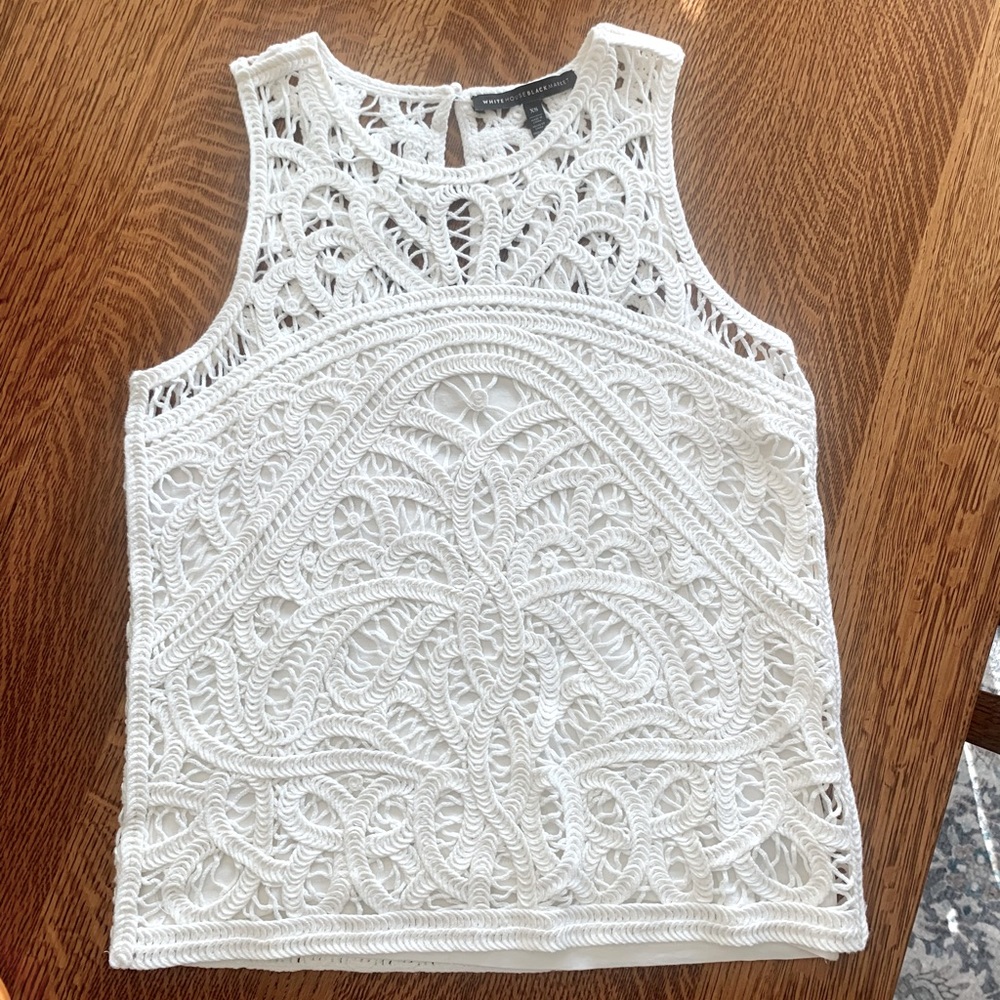 White House Black Market white crochet top